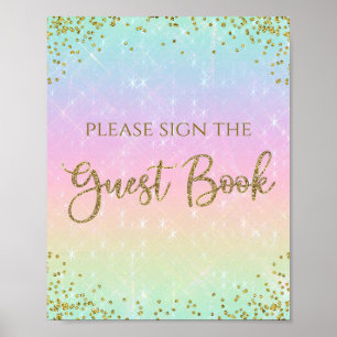 Rainbow Baby Shower Guest Book Table Sign