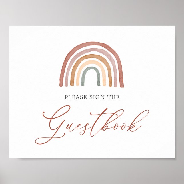 Rainbow Baby Shower Guestbook Sign (Front)