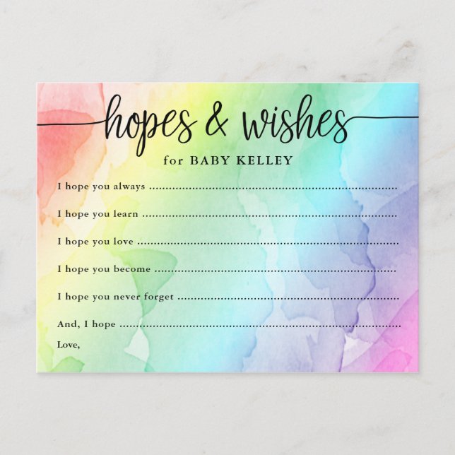 Rainbow Baby Shower Hopes & Wishes Card (Front)
