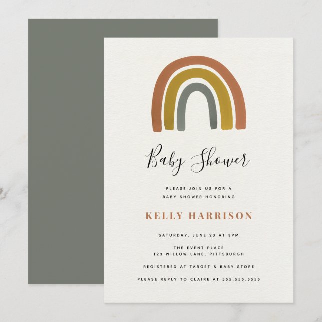 Rainbow Baby Shower Invitation (Front/Back)