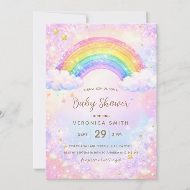 Rainbow Baby Shower Invitation  (Front)