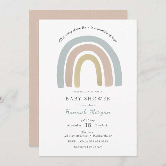 Rainbow Baby Shower invitation (Front/Back)