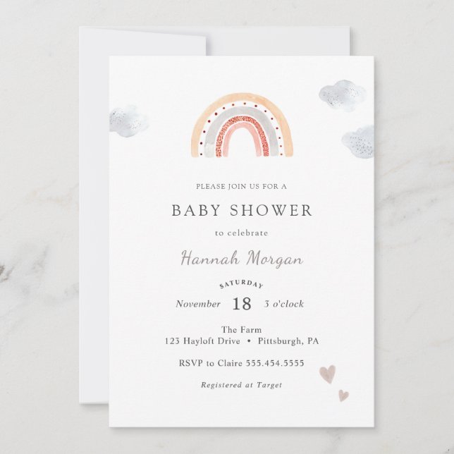 Rainbow Baby Shower invitation (Front)
