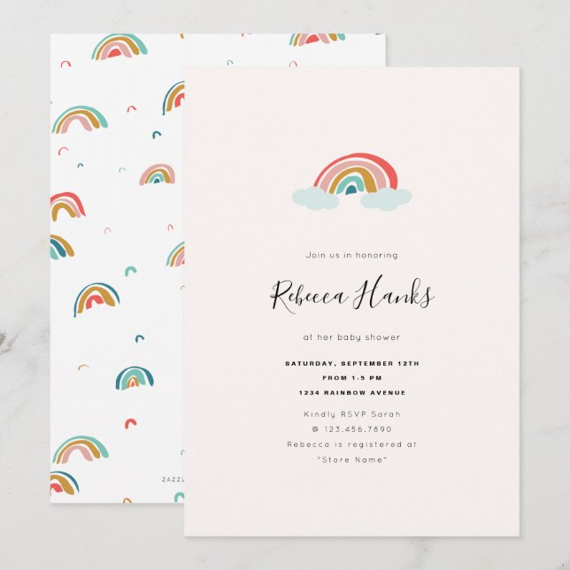 Rainbow Baby Shower Invitation (Front/Back)
