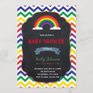 Rainbow baby shower invitation card
