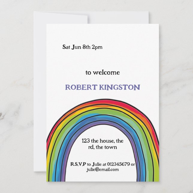 Rainbow baby shower invite (Front)