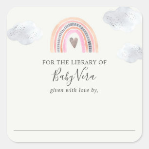 Rainbow Baby Shower Library Square Sticker