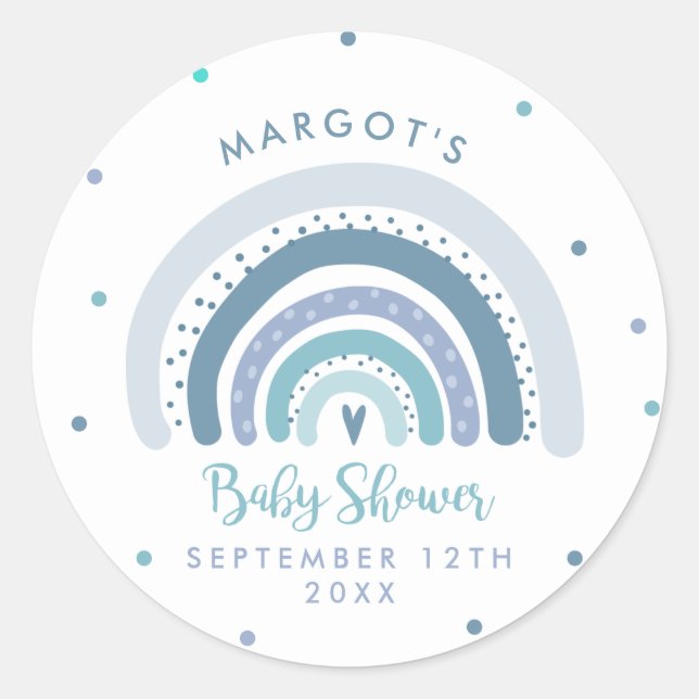 Rainbow Baby Shower Muted Pastel Rainbow Classic Round Sticker (Front)