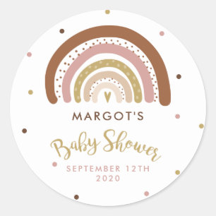 Rainbow Baby Shower Muted Pastel Rainbow Classic Round Sticker