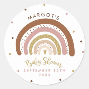 Rainbow Baby Shower Muted Pastel Rainbow Classic Round Sticker
