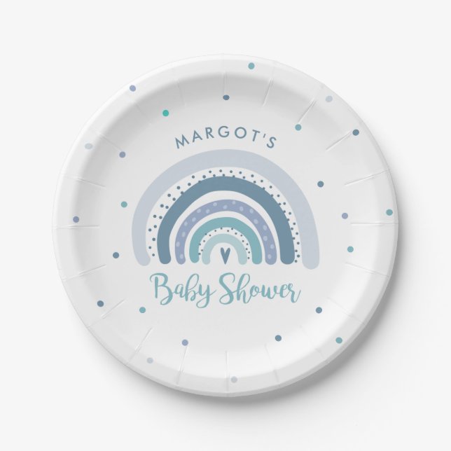 Rainbow Baby Shower Muted Pastel Rainbow Paper Plate (Front)