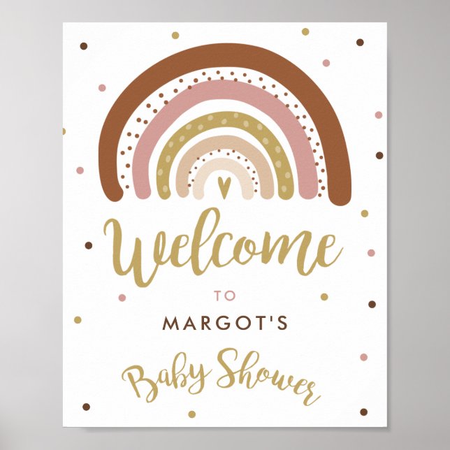 Rainbow Baby Shower Muted Pastel Rainbow Welcome Poster (Front)