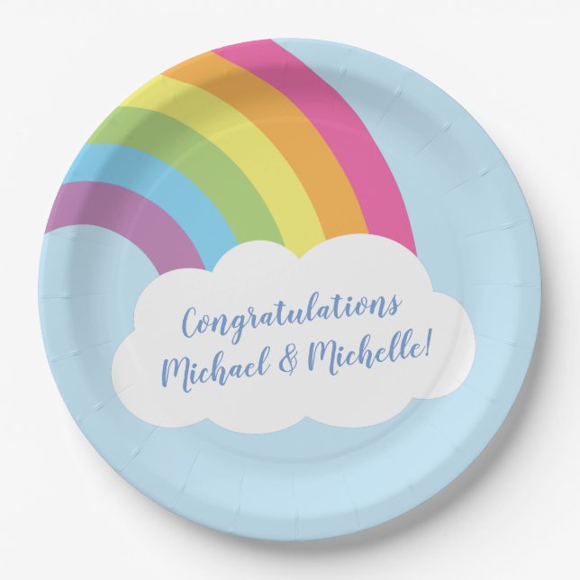  Rainbow Baby Shower Paper Plate (Front)