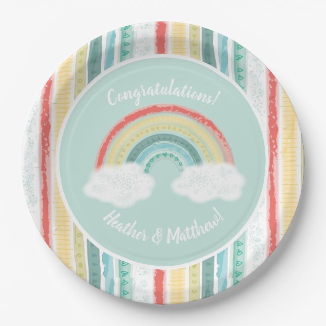 Rainbow Baby Shower Paper Plate (Front)