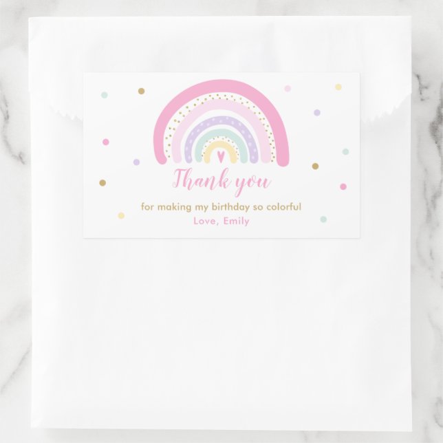 Rainbow Baby Shower Pastel Favour Rectangular Sticker (Bag)
