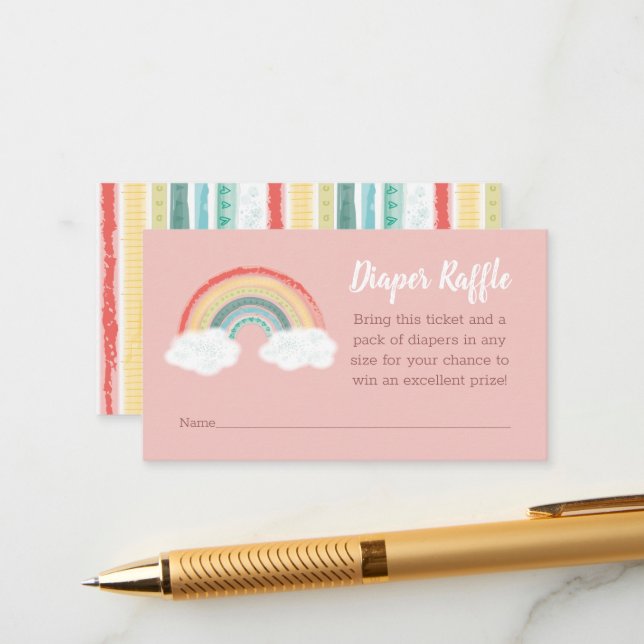 Rainbow Baby Shower Pink Enclosure Card (Front/Back In Situ)