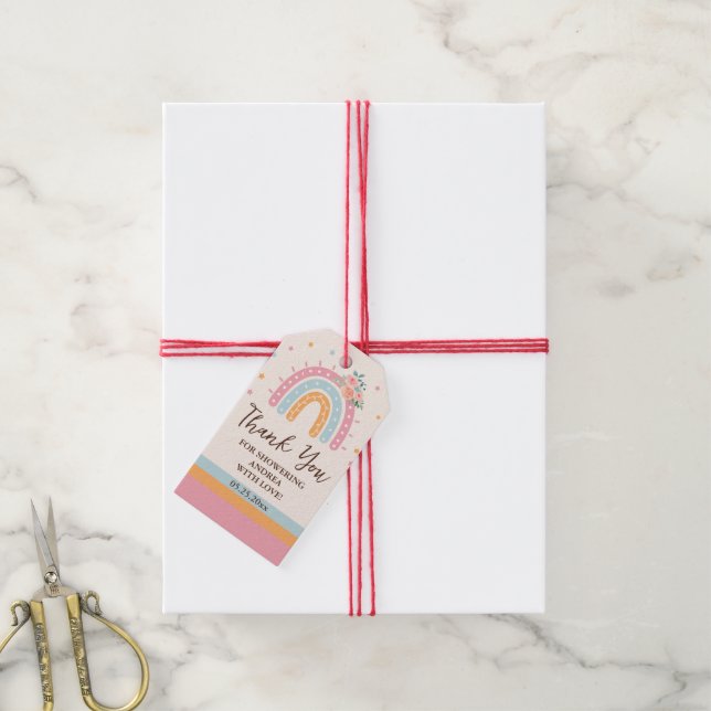 Rainbow Baby Shower Pink  Gift Tags (With Twine)