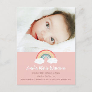 Rainbow Baby Shower Pink Postcard