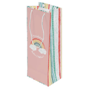 Rainbow Baby Shower Pink Wine Gift Bag