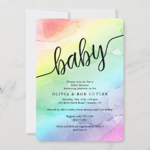 Rainbow Baby Shower Script Baby Invitation