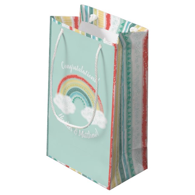 Rainbow Baby Shower Small Gift Bag (Back Angled)
