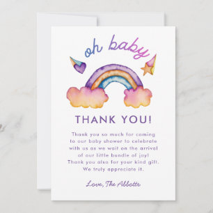 Rainbow Baby Shower Thank You Card
