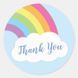 Rainbow Baby Shower Thank You Classic Round Sticke Classic Round Sticker