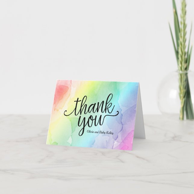 Rainbow Baby Shower Thank You Note (Front)