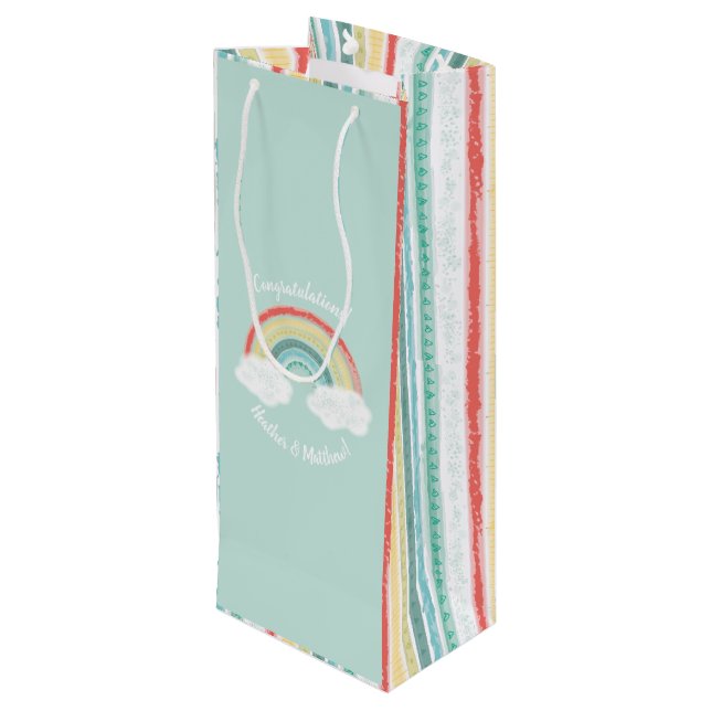 Rainbow Baby Shower Wine Gift Bag (Back Angled)