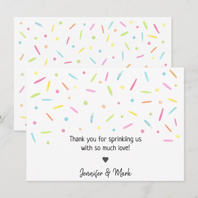 Rainbow Baby Sprinkle Confetti Neutral Thank You Card (Front/Back)