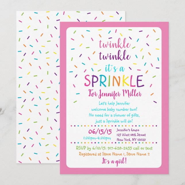 Rainbow Baby Sprinkle Invitation (Front/Back)