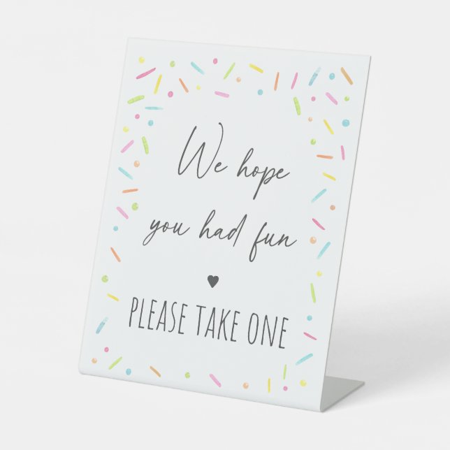 Rainbow Baby Sprinkle Party Favour Pedestal Sign (Front)