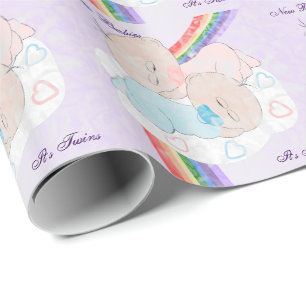 Rainbow Baby Twins Customised Wrapping Paper