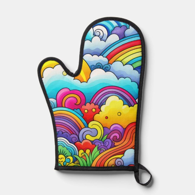 Rainbow backgrounds oven mitt (Front)