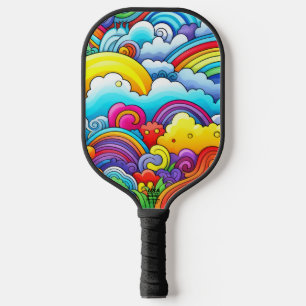 Rainbow backgrounds pickleball paddle