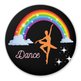 Rainbow Ballerina Dance Ceramic Knob