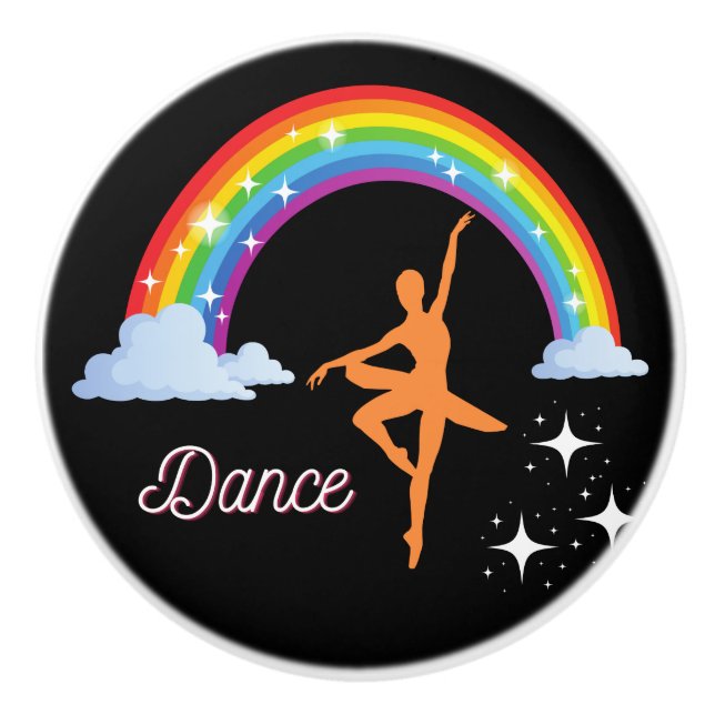 Rainbow Ballerina Dance Ceramic Knob (Front)