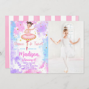 Rainbow Ballerina Photo Invitation
