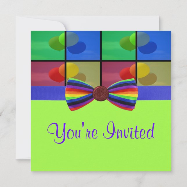Rainbow Balloon Birthday Celebration Invitation (Front)