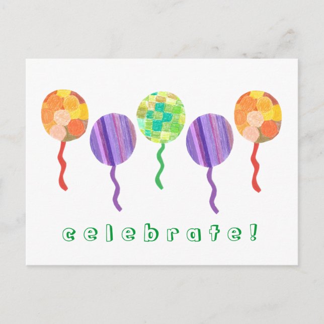 Rainbow balloon birthday party invitation (Front)
