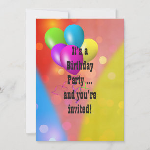 Rainbow Balloon Bokeh Invite