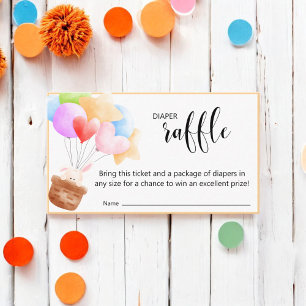 Rainbow Balloon Bunch Diaper Raffle Activity Enclosure Card