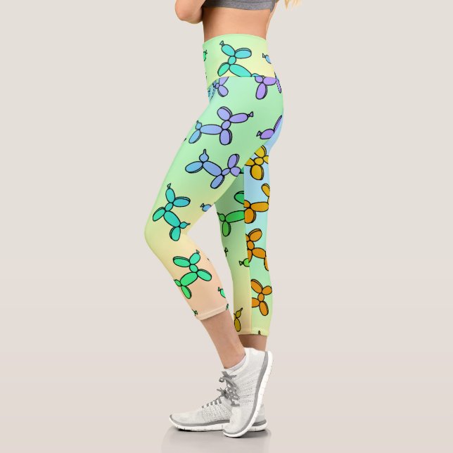 Rainbow Balloon Dogs Capri Leggings (Left)