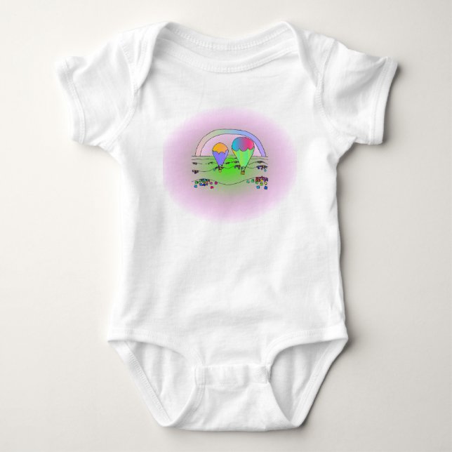Rainbow Balloons Baby Bodysuit (Front)