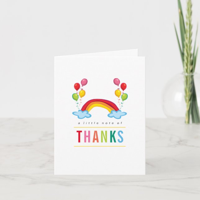Rainbow & Balloons Birthday Thank You Note Card (Front)