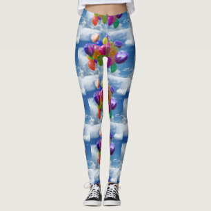 Rainbow Balloons in the Clouds Leggings
