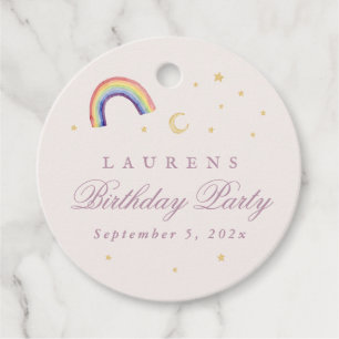 Rainbow Balloons Unicorn Pink Birthday Party Girl Favour Tags