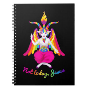 Rainbow Baphomet Not Today Jesus Kawaii Hail Satan Notebook