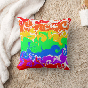 Rainbow Basic Colours Fluid Art Cushion