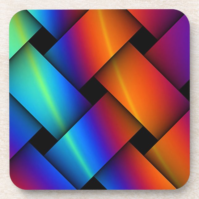 Rainbow Basket Weave Coaster (Front)